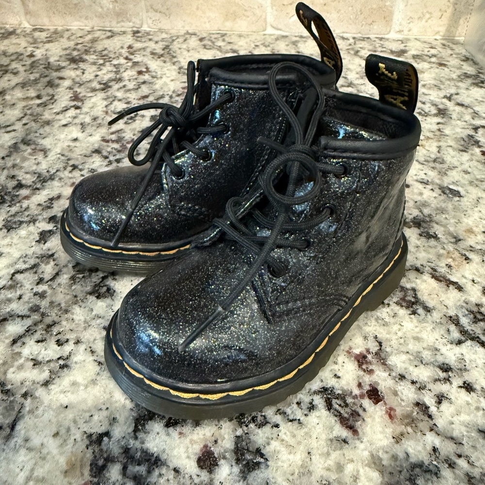 Dr. Martens Black Patent Leather Boots with Chunky Sole